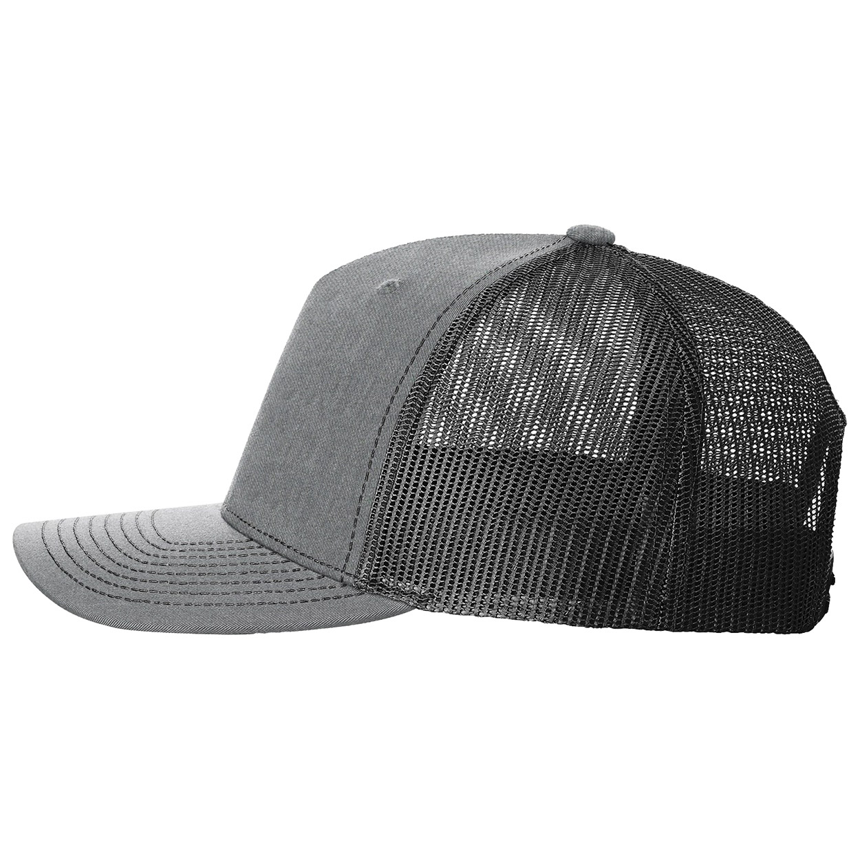 Richardson 112FP Snapback Trucker Cap - Heather Grey/Black