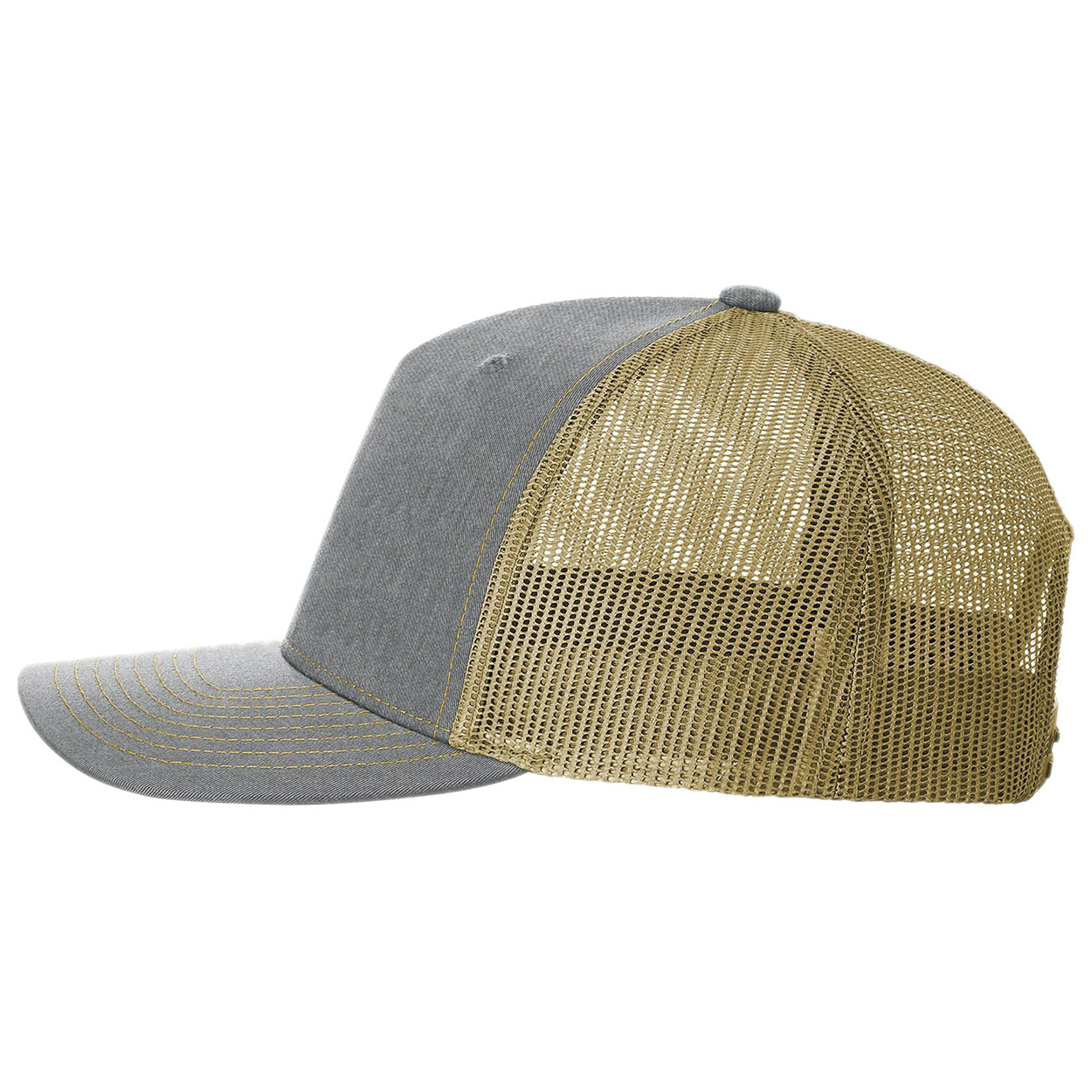 Richardson 112FP Five-Panel Trucker Cap - Heather Grey/Amber Gold