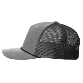 Richardson 112FPR Five Panel Trucker Rope Cap - Heather Grey/Black