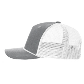 Richardson 112FPR Five Panel Trucker Rope Cap - Heather Grey/White