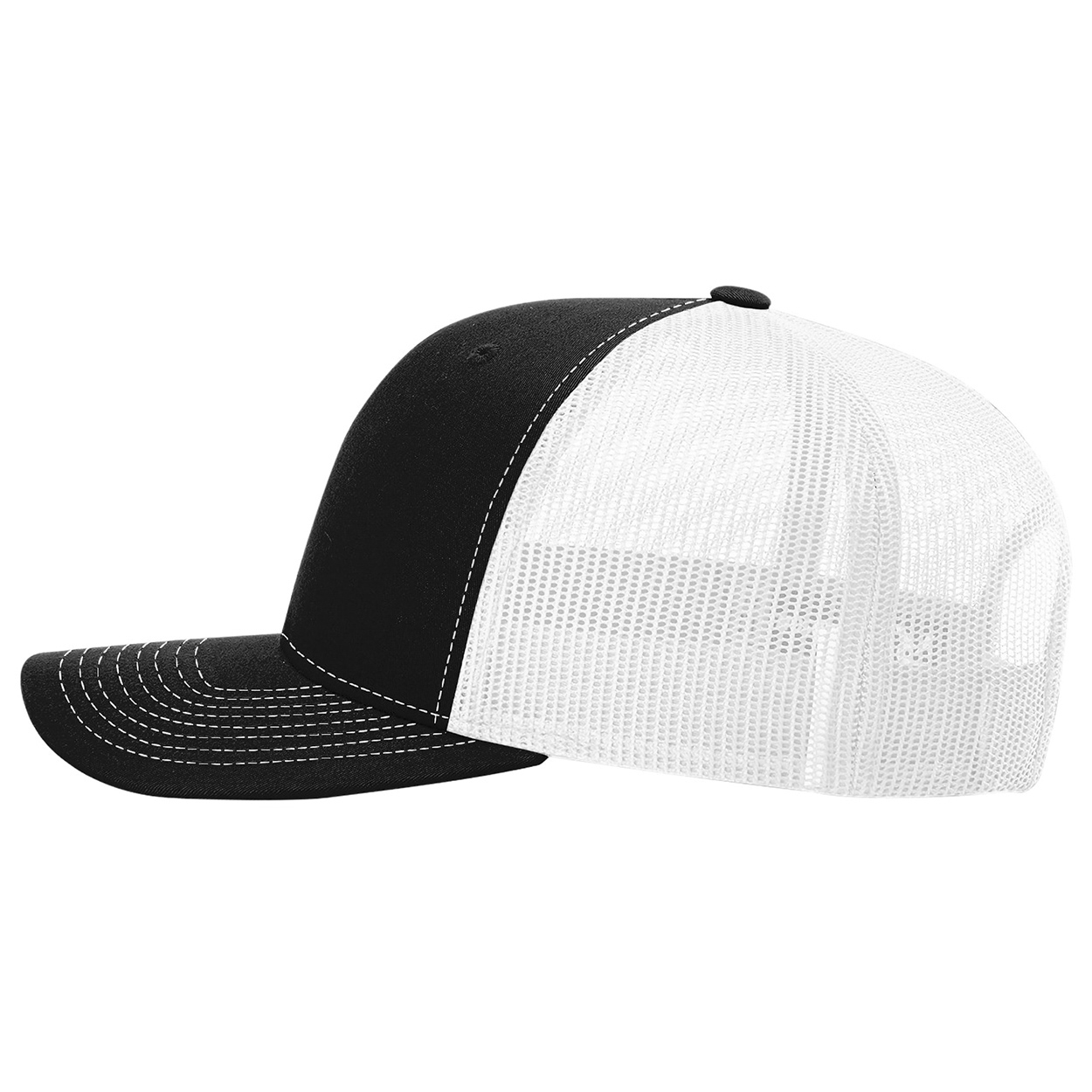 Richardson 112PL 112+ R-Flex Adjustable Trucker Cap - Black/White