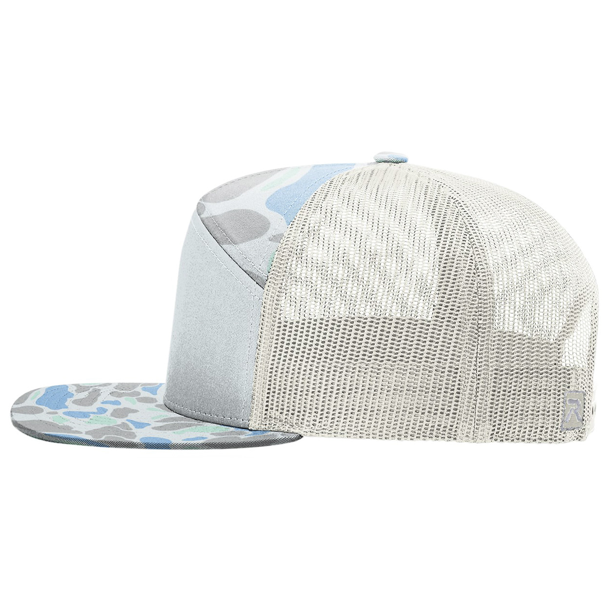 Richardson 168P Printed 7-Panel Trucker Cap - Saltwater Duck Camo/Ice Grey