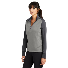 Nike 578674 Ladies Dri-FIT 1/2-Zip Cover-Up - Dark Grey Heather/Dark Grey/White