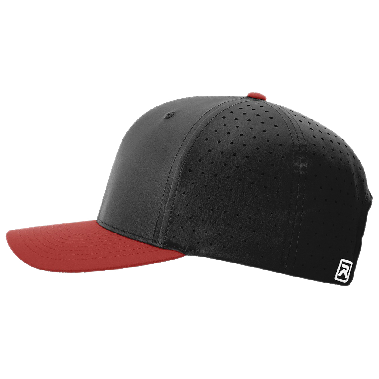 Richardson 632 Laser Perf R-Flex Snapback Cap - Black/Black/Red