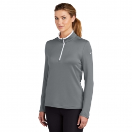 Nike 779796 Ladies Dri-FIT Stretch 1/2-Zip Cover-Up - Dark Grey/White ...
