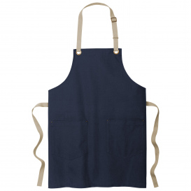 Port Authority A815 Canvas Full Length Two-Pocket Apron - River Blue Navy/Stone