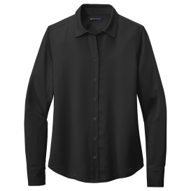 Brooks Brothers BB18007 Women\'s Full-Button Satin Blouse - Deep Black