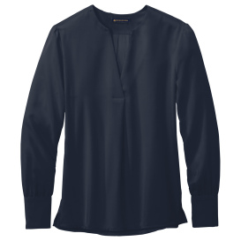 Brooks Brothers BB18009 Women\'s Open-Neck Satin Blouse - Night Navy