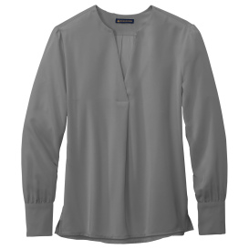 Brooks Brothers BB18009 Women\'s Open-Neck Satin Blouse - Shadow Grey