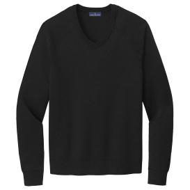 Brooks Brothers BB18400 Cotton Stretch V-Neck Sweater - Deep Black
