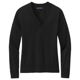 Brooks Brothers BB18401 Women\'s Cotton Stretch V-Neck Sweater - Deep Black