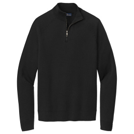 Brooks Brothers BB18402 Cotton Stretch 1/4-Zip Sweater - Deep Black