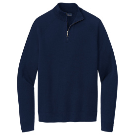 Brooks Brothers BB18402 Cotton Stretch 1/4-Zip Sweater - Navy Blazer