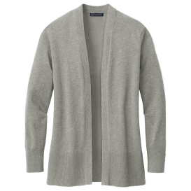Brooks Brothers BB18403 Women's Cotton Stretch Long Cardigan Sweater - Light Shadow Grey Heather