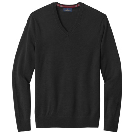 Brooks Brothers BB18410 Washable Merino V-Neck Sweater - Deep Black