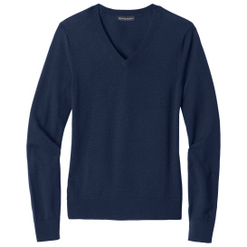 Brooks Brothers BB18411 Women's Washable Merino V-Neck Sweater - Navy Blazer