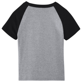 Bella + Canvas BC1201 Women\'s Micro Rib Raglan Baby Tee - Athletic Heather/Black