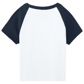 Bella + Canvas BC1201 Women\'s Micro Rib Raglan Baby Tee - White/Navy