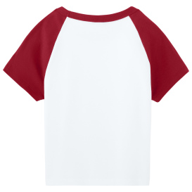 Bella + Canvas BC1201 Women\'s Micro Rib Raglan Baby Tee - White/Red