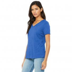 Bella + Canvas BC6415 Women\'s Relaxed Triblend V-Neck Tee - True Royal Triblend