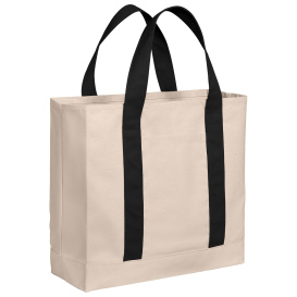 Port Authority BG429 Cotton Canvas Two-Tone Tote - Natural/Deep Black