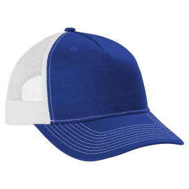 Port Authority C115 Snapback Five-Panel Trucker Cap - Patriot Blue/White