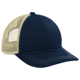 Port Authority C119 Unstructured Snapback Trucker Cap - True Navy/Tan