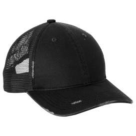 Port Authority C600 Distressed Mesh Back Cap - Black/Black