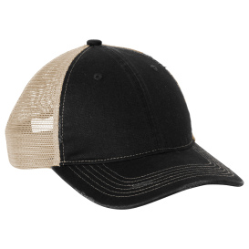 Port Authority C600 Distressed Mesh Back Cap - Black/Khaki