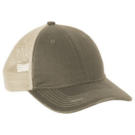 Port Authority C600 Distressed Mesh Back Cap - Khaki/Stone