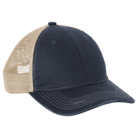 Port Authority C600 Distressed Mesh Back Cap - River Blue Navy/Khaki