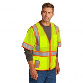 CornerStone CSV106 ANSI 107 Class 3 Surveyor Mesh Zippered Two-Tone Short Sleeve Vest - Yellow/Lime