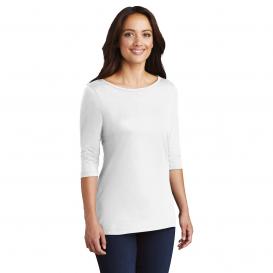 District DM107L Women\'s Perfect Weight 3/4-Sleeve Tee - Bright White