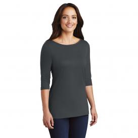 District DM107L Women\'s Perfect Weight 3/4-Sleeve Tee - Charcoal