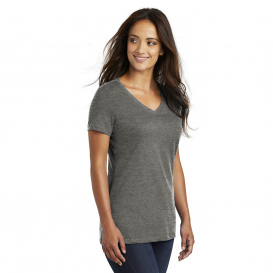 District DM1170L Women\'s Perfect Weight V-Neck Tee - Heathered Charcoal