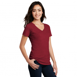 District DM1190L Women's Perfect Blend V-Neck Tee - Red Fleck