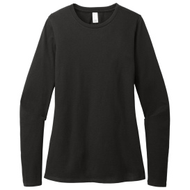 District DT110 Women\'s Perfect Blend CVC Long Sleeve Tee - Black