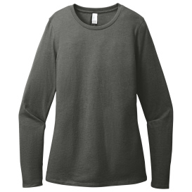 District DT110 Women\'s Perfect Blend CVC Long Sleeve Tee - Heathered Charcoal
