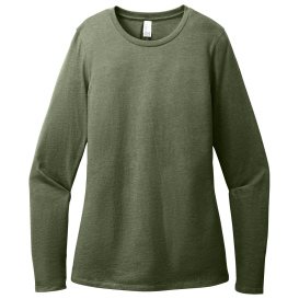District DT110 Women\'s Perfect Blend CVC Long Sleeve Tee - Heathered Olive