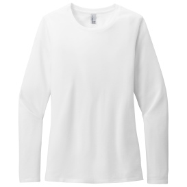 District DT110 Women\'s Perfect Blend CVC Long Sleeve Tee - White