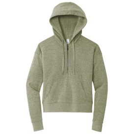 District DT1311 Women\'s Perfect Tri Fleece 1/2-Zip Hoodie - Military Green Frost