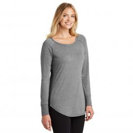 District DT132L Women's Perfect Tri Long Sleeve Tunic Tee - Grey Frost ...