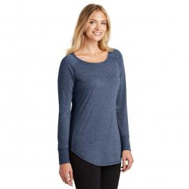 District DT132L Women's Perfect Tri Long Sleeve Tunic Tee - Navy Frost ...