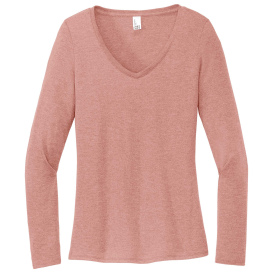 District DT135 Women\'s Perfect Tri Long Sleeve V-Neck Tee - Blush Frost