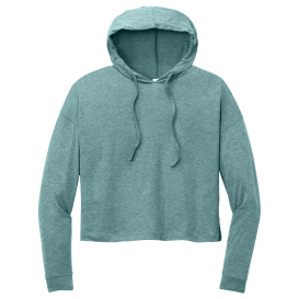District DT1390L Women\'s Perfect Tri Midi Long Sleeve Hoodie - Heathered Eucalyptus Blue