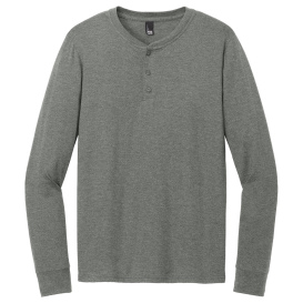District DT145 Perfect Tri Long Sleeve Henley - Heathered Charcoal