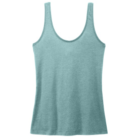 District DT154 Women\'s Perfect Blend CVC V-Neck Tank - Heathered Eucalyptus Blue