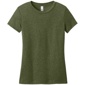 District DT188 Ladies Perfect Weight CVC Tee - Military Green Heather