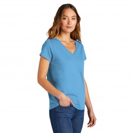 District DT5002 Women's The Concert Tee V-Neck - Aquatic Blue