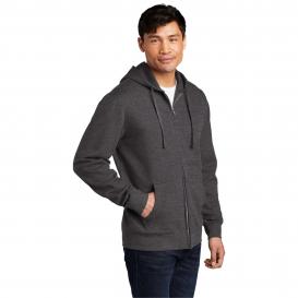 District DT6102 V.I.T. Fleece Full-Zip Hoodie - Heathered Charcoal